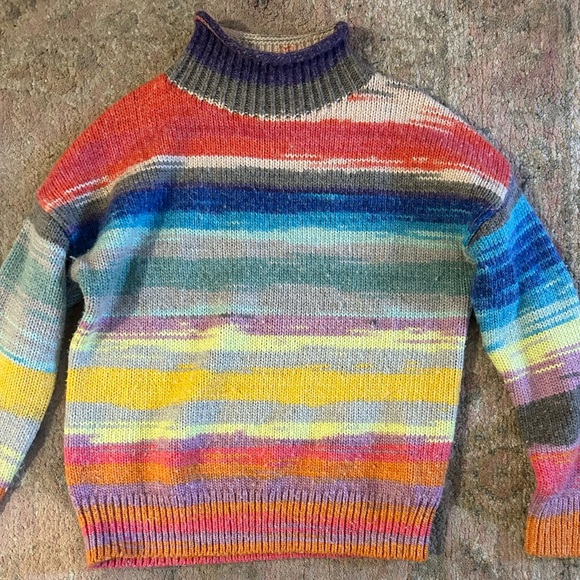 GAP Sweaters - GAP Multicolor Striped Turtleneck Sweater in Rainbow Hues